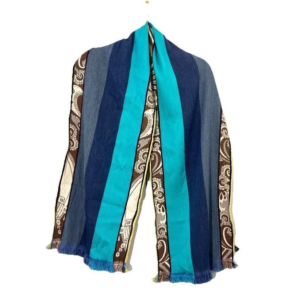 Emilio‎ Pucci Scarf Wool Cashmere Silk Paisley Tapestry Multicolor